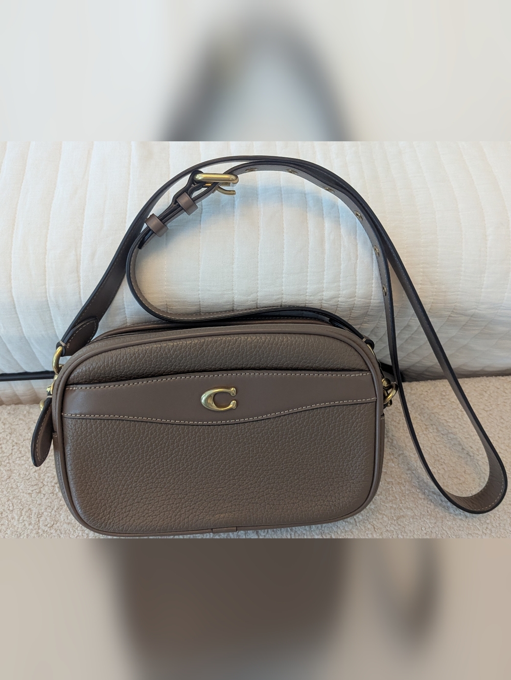 Coach Taupe Leather Crossbody Bag